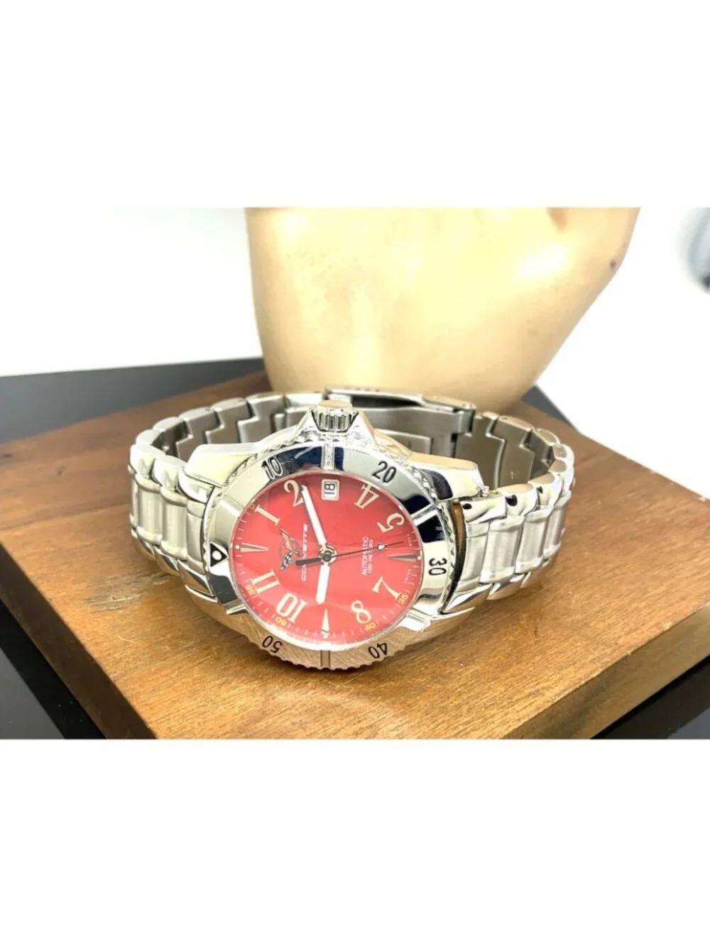 Chevrolet Corvette Men's Watch Red Dial Swiss Automatic Stainless Steel 40mm
